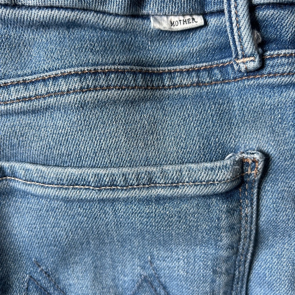 MOTHER The Roller Fray- Work Hard Play Hard Wide Leg Flare Jeans in Medium blue - Picture 6 of 6